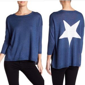 360 Sweater | Aruna Denim Blue Linen Star Sweater